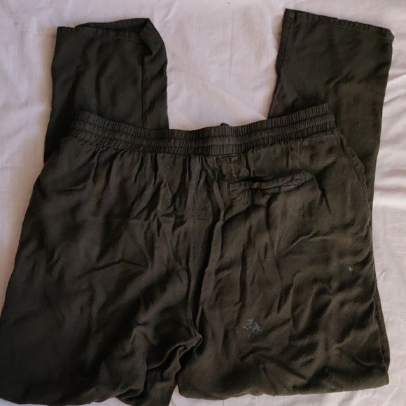 Forever 21 boho dark green linen cropped pants - Picture 5 of 8
